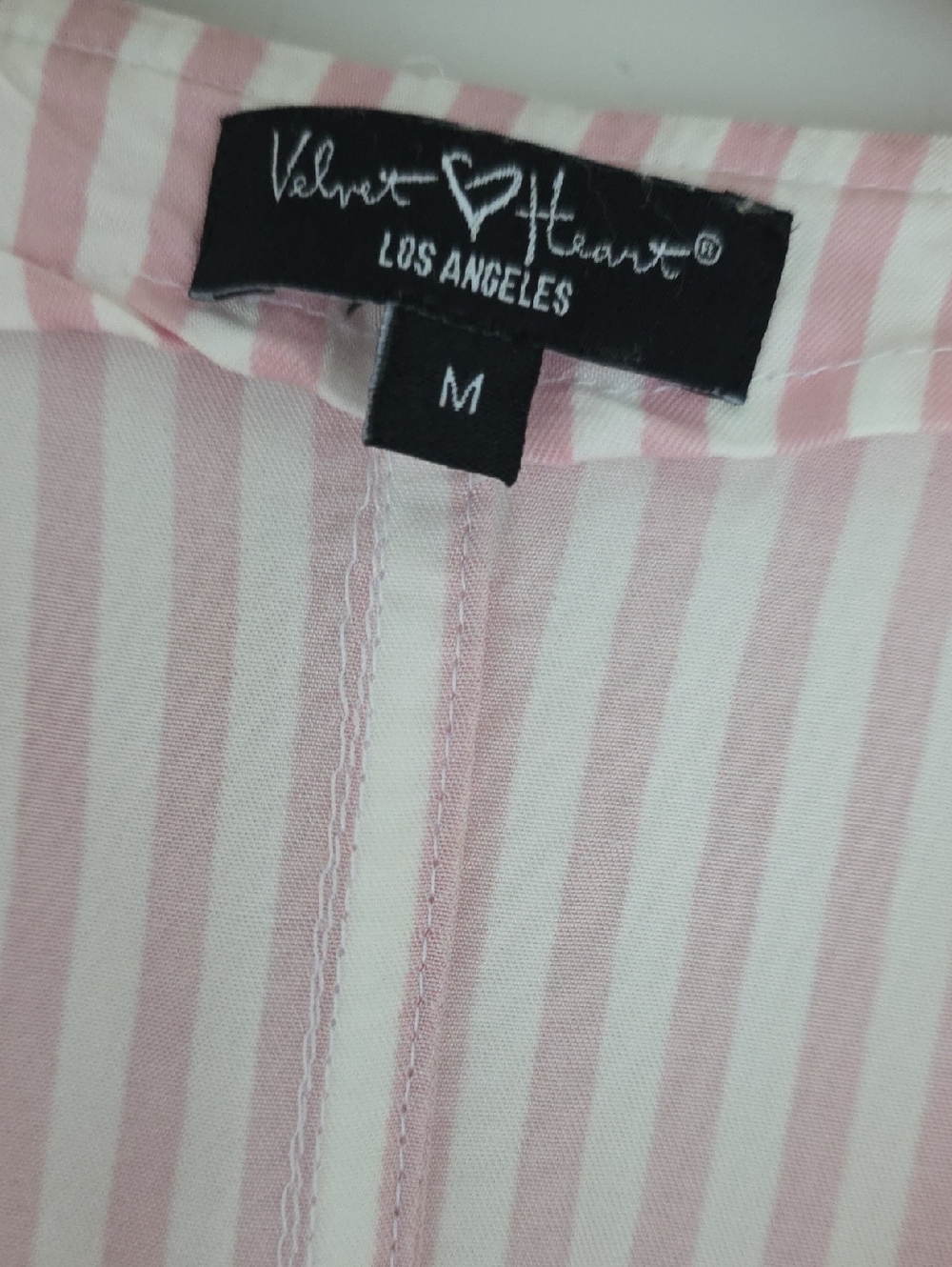 Velvet Heart Pink and White Striped Button-Front Tie Hem Top - Picture 2 of 9